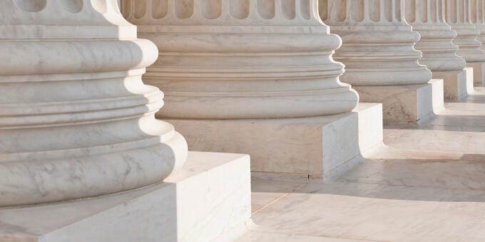 a group of white pillars