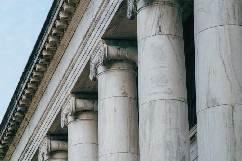 a building with columns