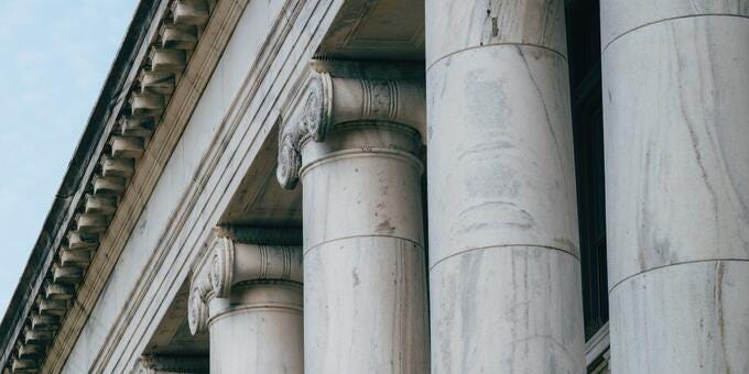 a building with columns