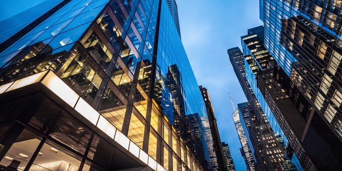 low angle view of tall buildings