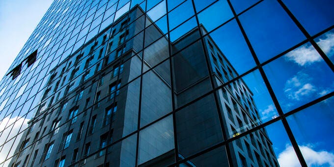 a building with glass windows