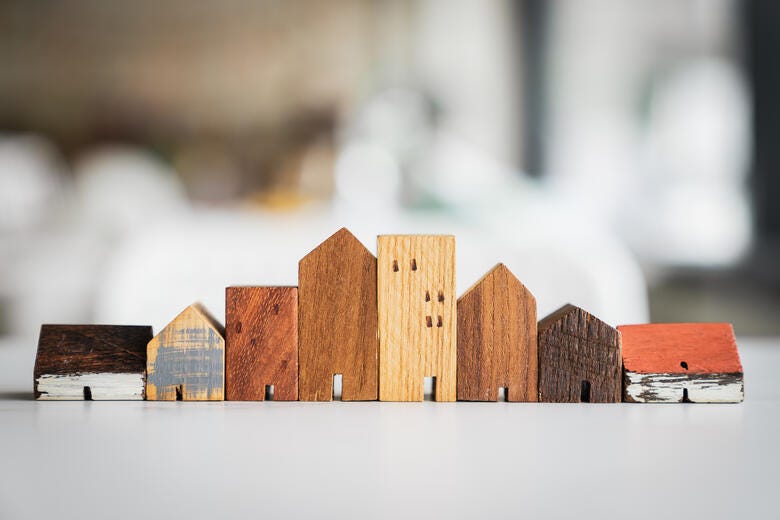 a group of wooden buildings