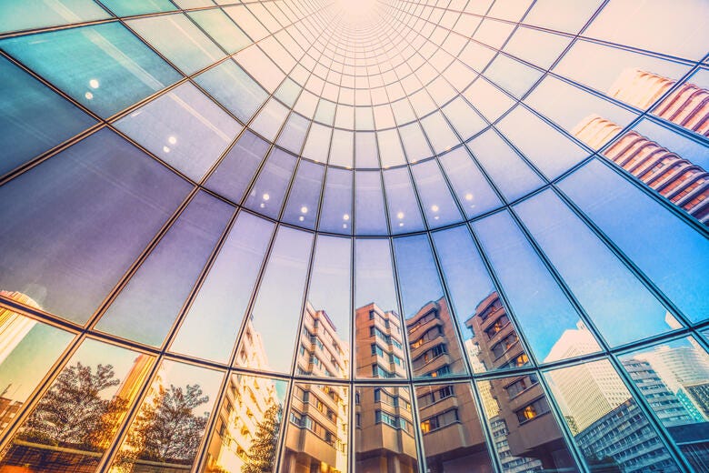 a building with glass windows